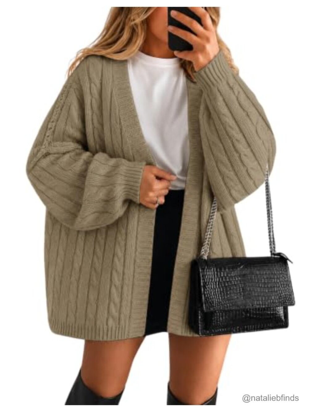 Oversized Cardigan Sweater Women Cable Knit Open Front Long Sleeve Cozy
